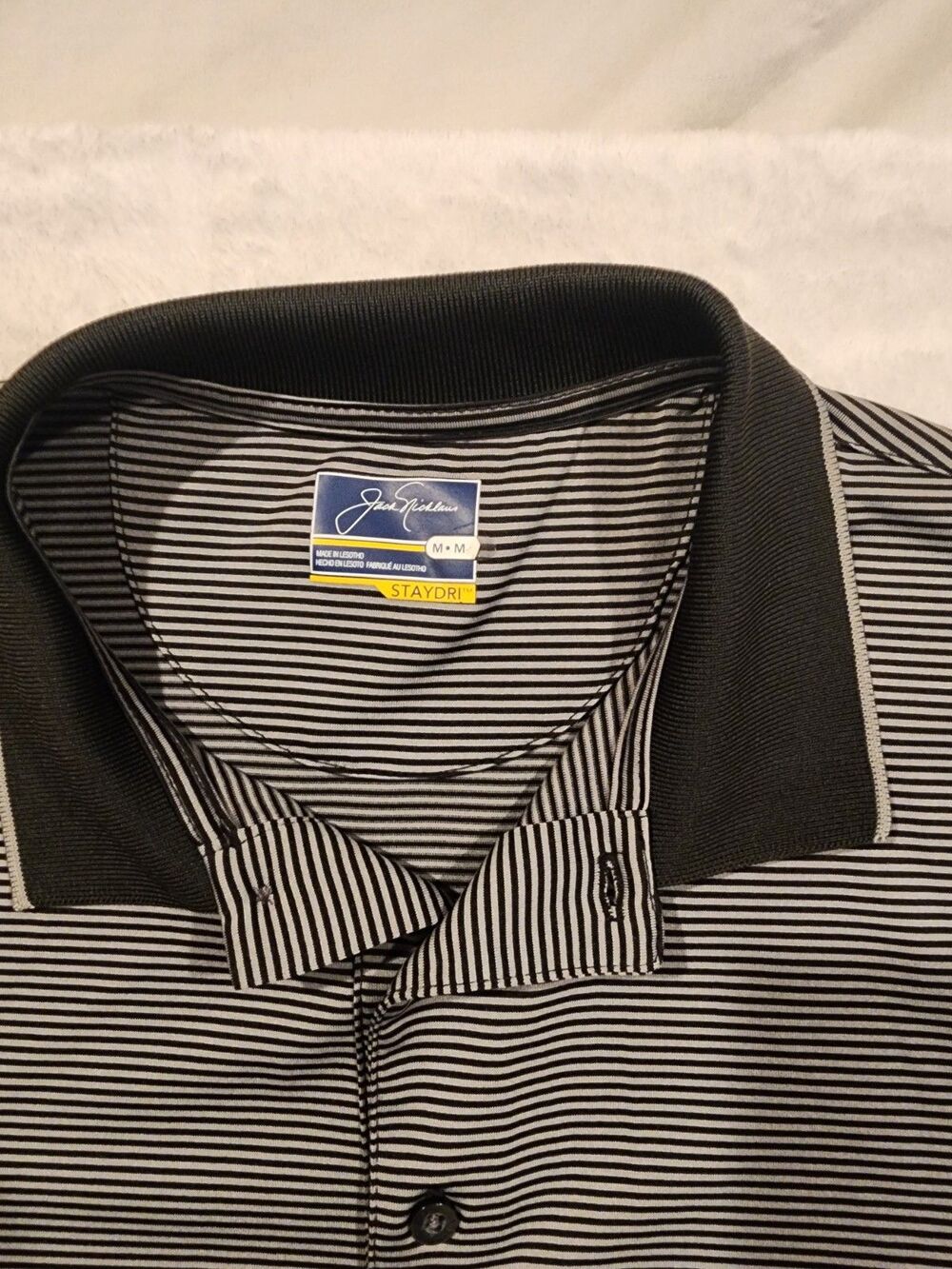 Nicklaus Golf Blue Stripe Staydri Polo Shirt Mens Med Lightweight Short Sleeve - Picture 2 of 5